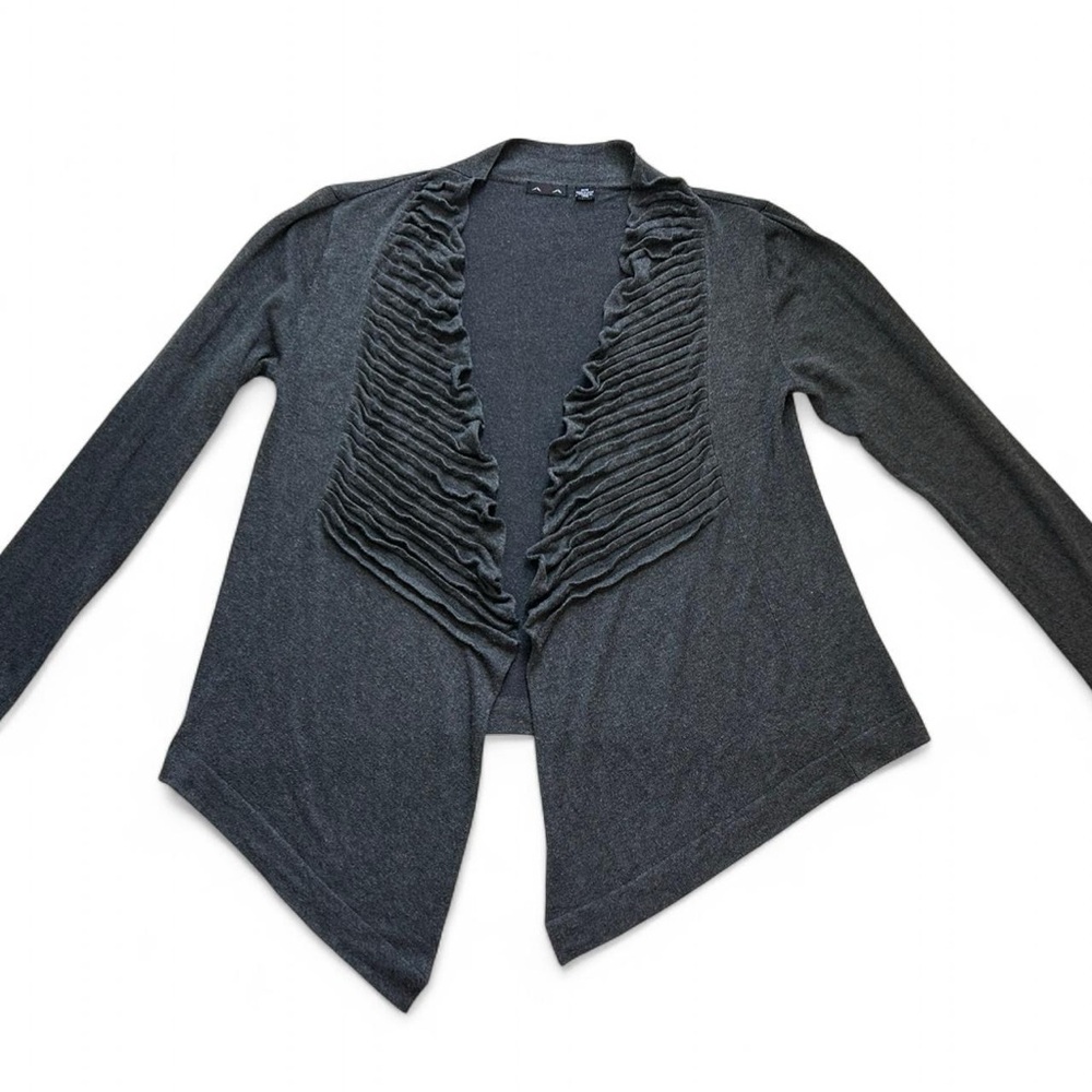 Indie Sleaze Dark grey Waterfall Ruffle Cardigan Avant Garde
